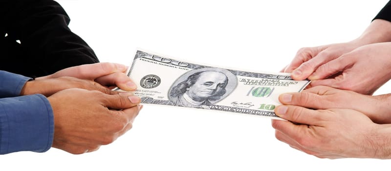 business people fighting over money recession