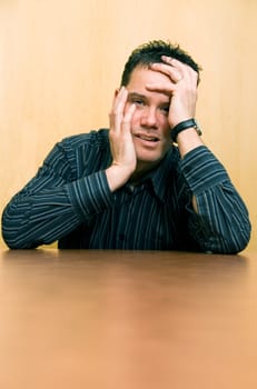business man looking tired and depressed from over work