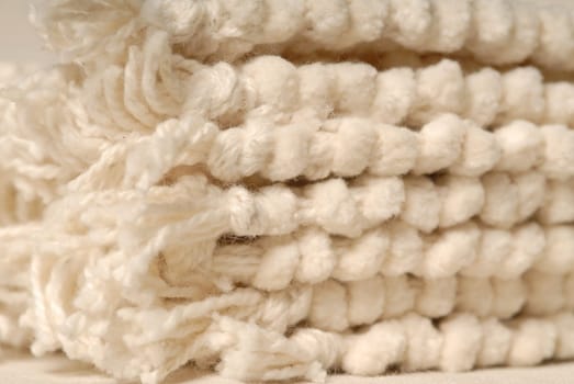 stacked beige towels