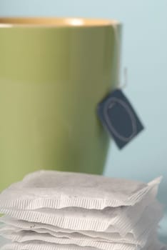 closeup of tea bags