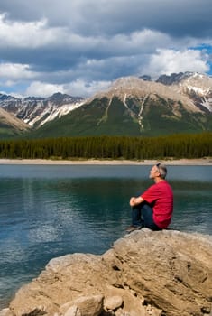 blue lake and some mountain in canada