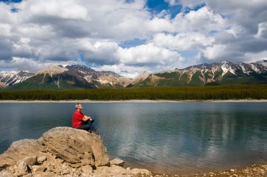 blue lake and some mountain in canada
