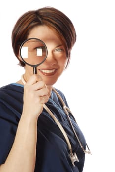 doctor with magnifying glass