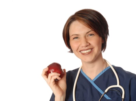 healthcare person with apple