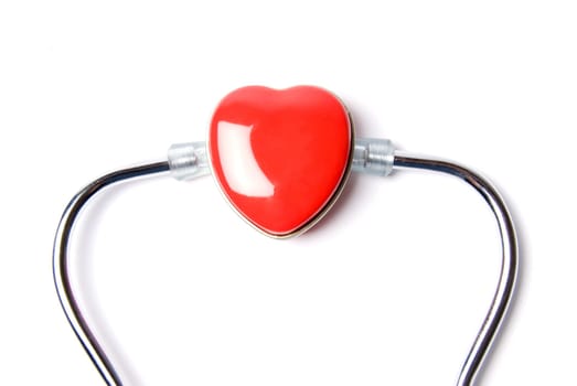 Stethoscope in green on an isolated white background