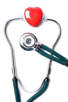 Stethoscope in green on an isolated white background
