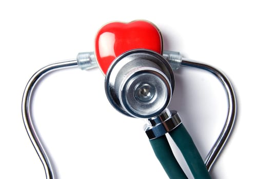 Stethoscope in green on an isolated white background