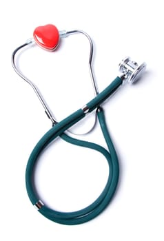 Stethoscope in green on an isolated white background