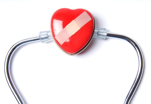 Stethoscope in green on an isolated white background
