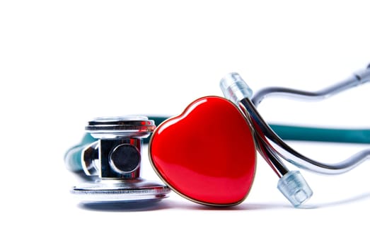 Stethoscope in green on an isolated white background