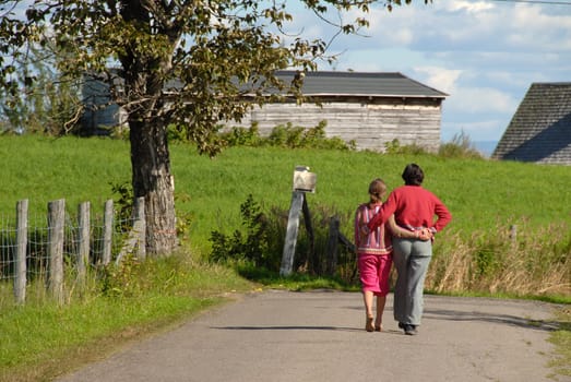 lovers walking on road