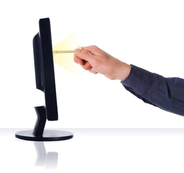 hand with a golden key getting internet access