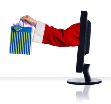 xmas bag present from santa clause in red