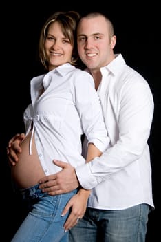 happy man and woman ready to get a baby