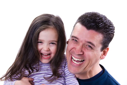 father and daughter love and on white