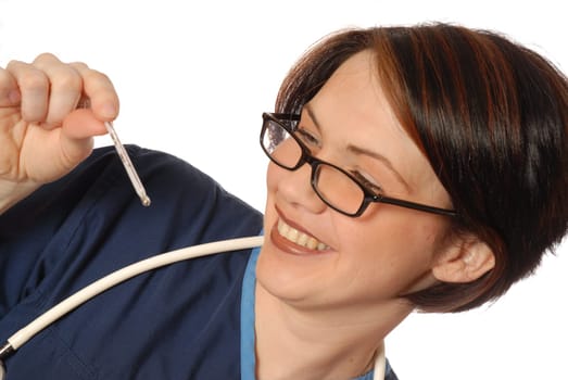 nurse in blue scrubs