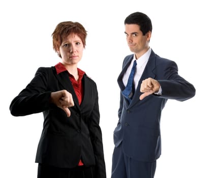 team members with their thumbs pointing down