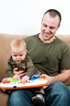 father with his young baby boy son