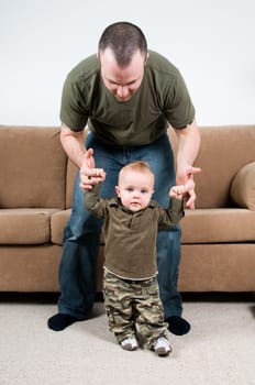 father with his young baby boy son