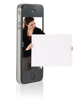 Holding Blank Cardboard in Mobile Phone
