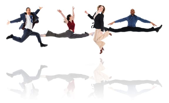 happy business team on an isolated white background