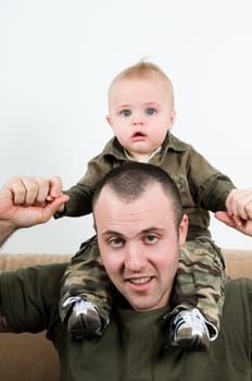 father with his young baby boy son