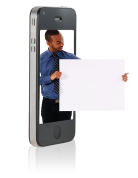 Holding Blank Cardboard in Mobile Phone