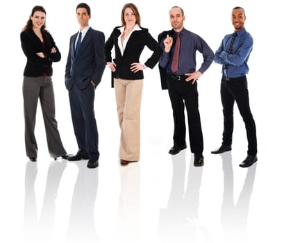 happy business team on an isolated white background