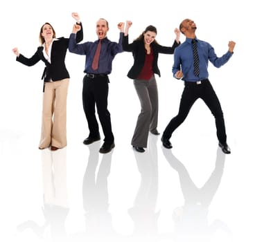 happy business team on an isolated white background
