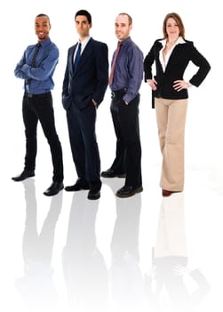 happy business team on an isolated white background