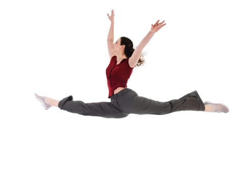 young attractive female dancer doing the splits