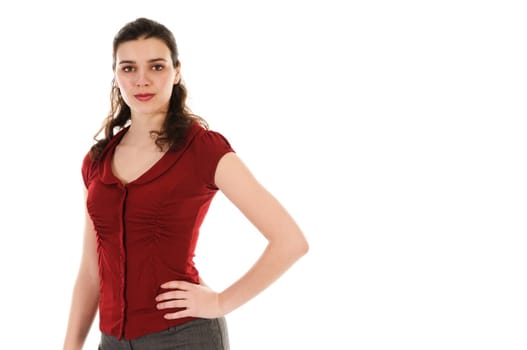 Pretty woman in fashion on white background