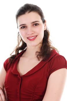 Pretty woman in fashion on white background