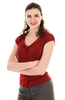 Pretty woman in fashion on white background