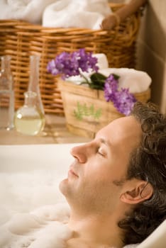 day spa bath with bubbles and aroma