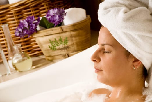 woman getting aromatherapy in a day spa