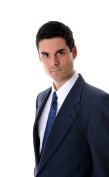 man in blue suit on isolated white