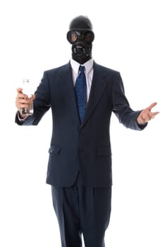 clean bottled water in a man's hand