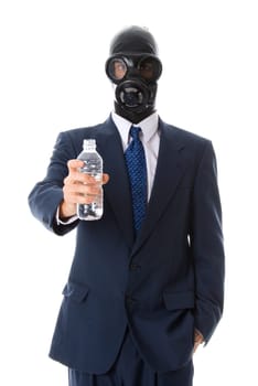 clean clear water in a bottle with a man