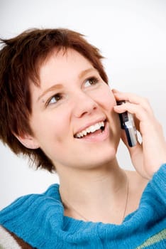 cute woman talking happy on the cell