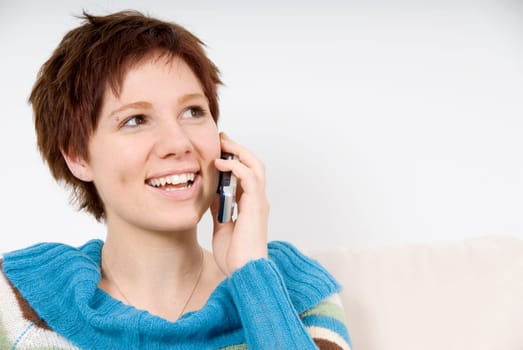cute girl happy on the cell phone