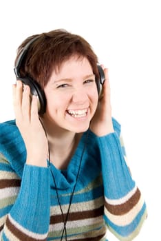 happy cute girl with her own music