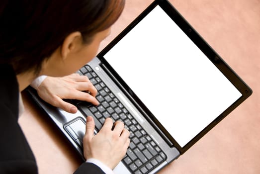cute woman on her laptop working hard