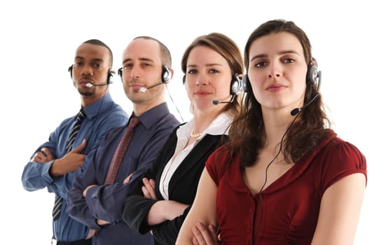 customer service representatives on a white background
