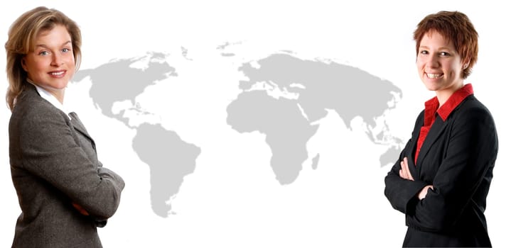 Business Women International on a world map laptop