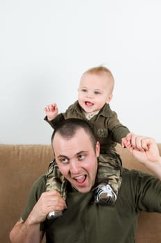 father with his young baby boy son