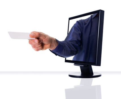 a computer flat screen monitor giving a card