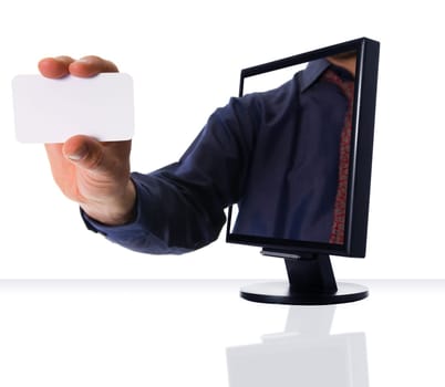 a computer flat screen monitor giving a card
