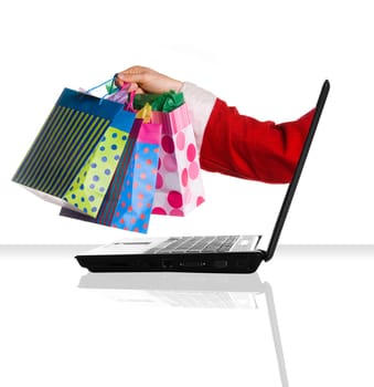 a single laptop on a white table and background