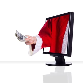 xmas money given by a red santa clause
